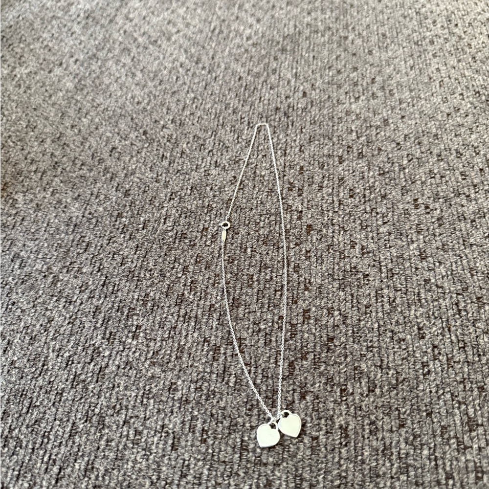 Tiffany & Co. Silver Necklace with Pink Heart and Silver Heart Charm - Picture 5 of 5